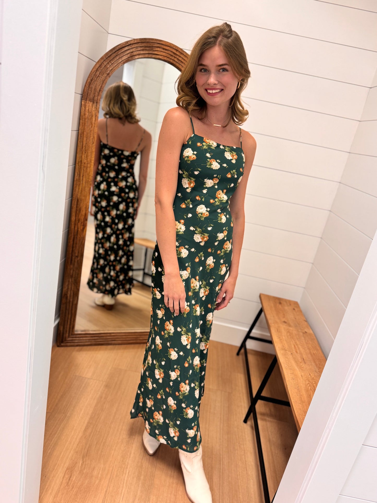 Floral Sweetheart Cami Midi Dress