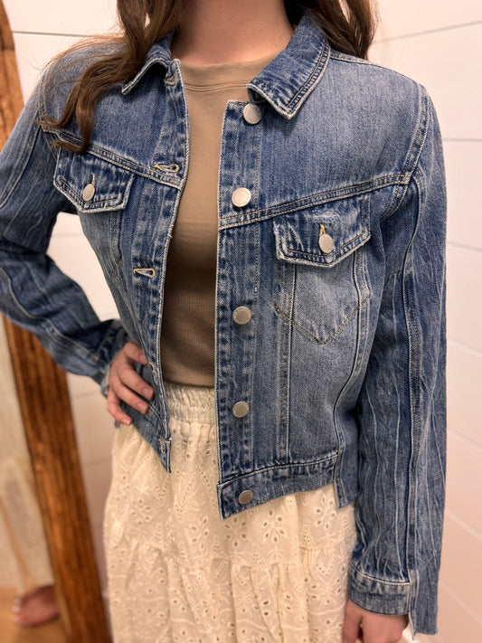 Uneven Hem Denim Jacket - Risen