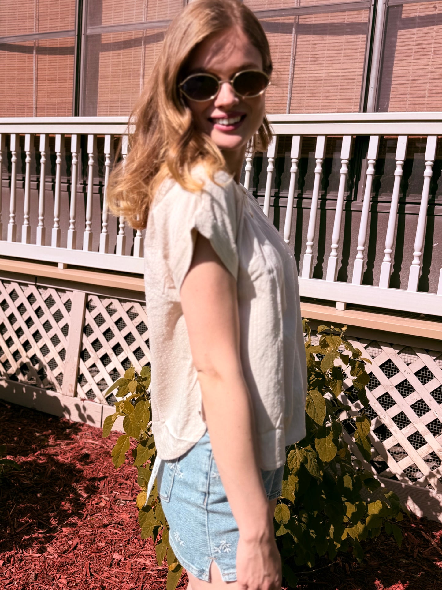 Ruched Shoulder Detail Short Sleeve Top