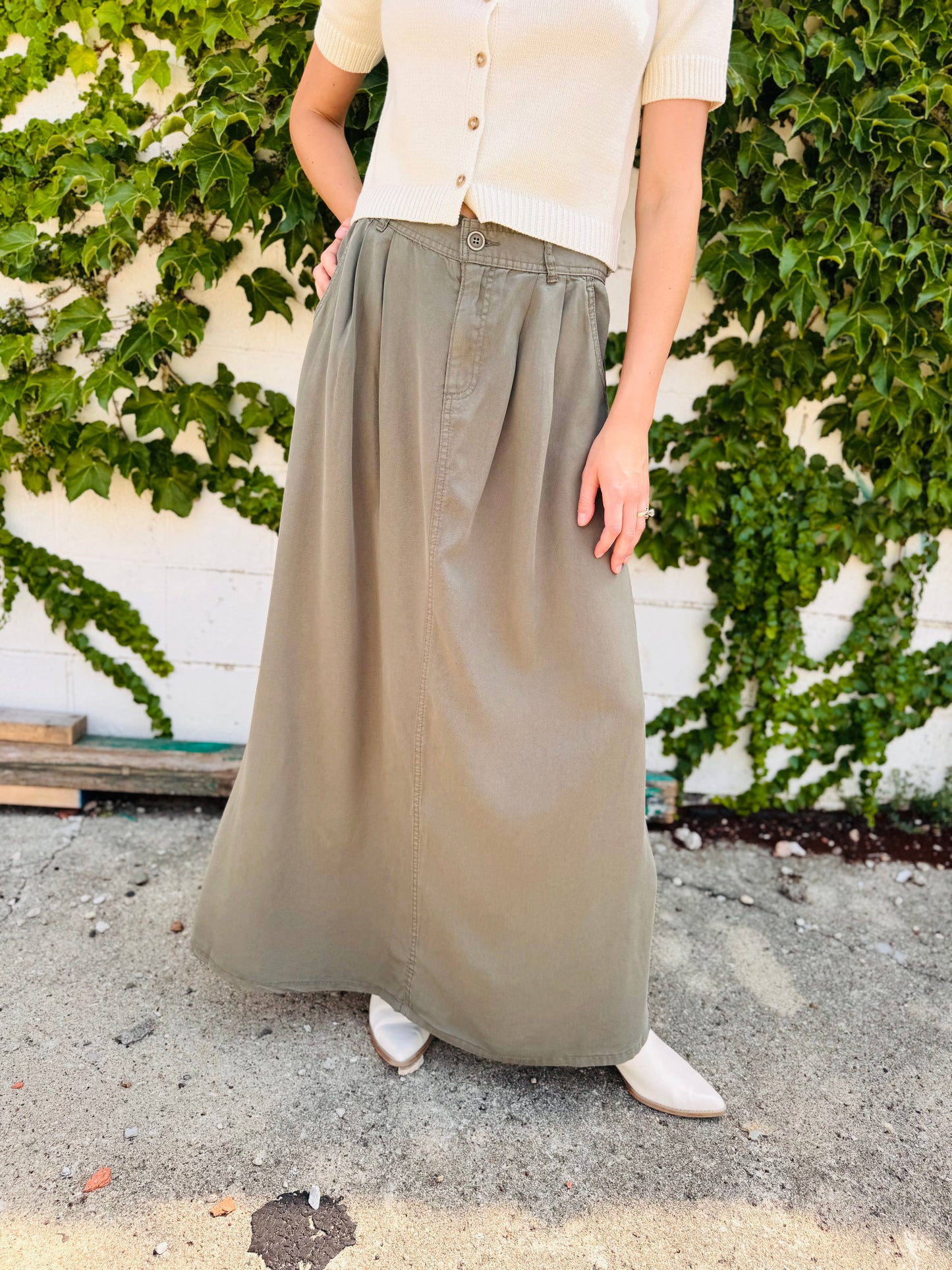 Olive High Rise Full Length Skirt - Risen