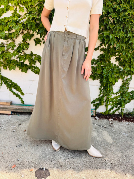Olive High Rise Full Length Skirt - Risen