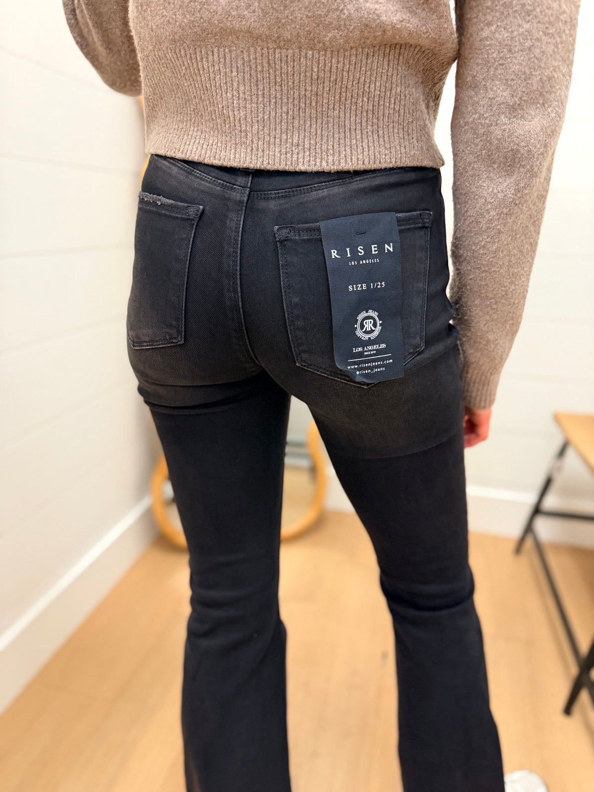 Black High Rise Flare Jeans - Risen