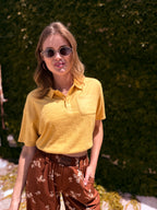Collared Short Sleeve Crop Top