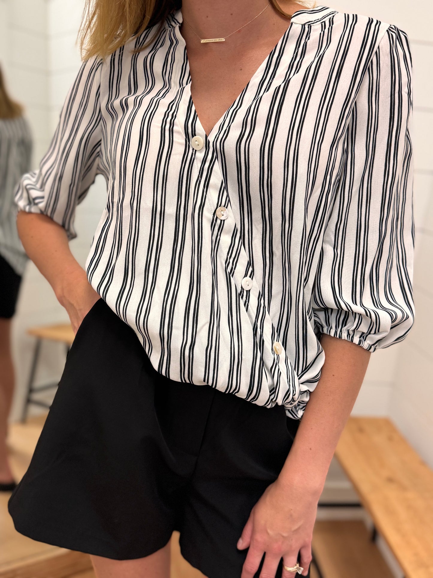 Asymmetrical Button Top