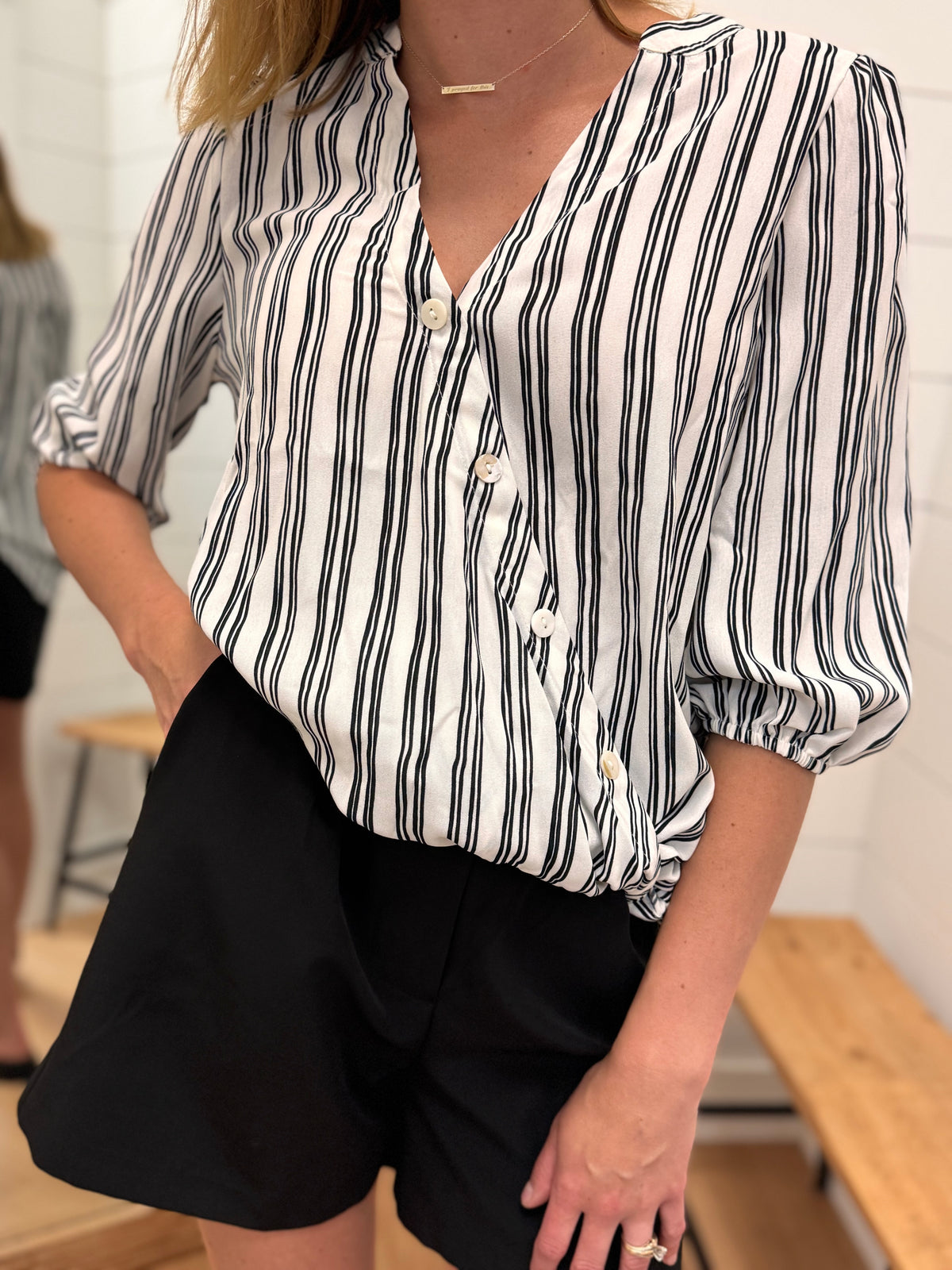 Asymmetrical Button Top