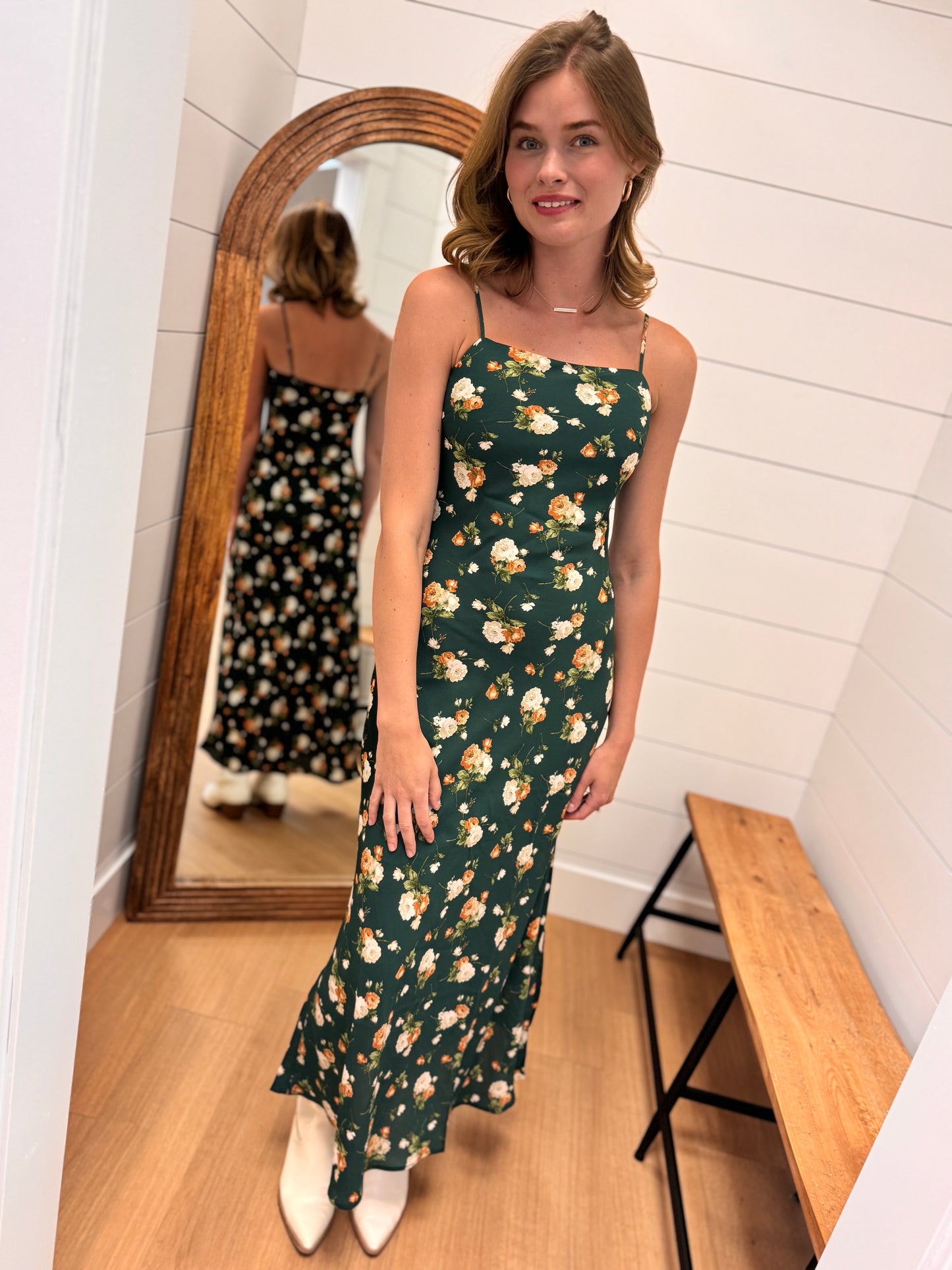 Floral Sweetheart Cami Midi Dress