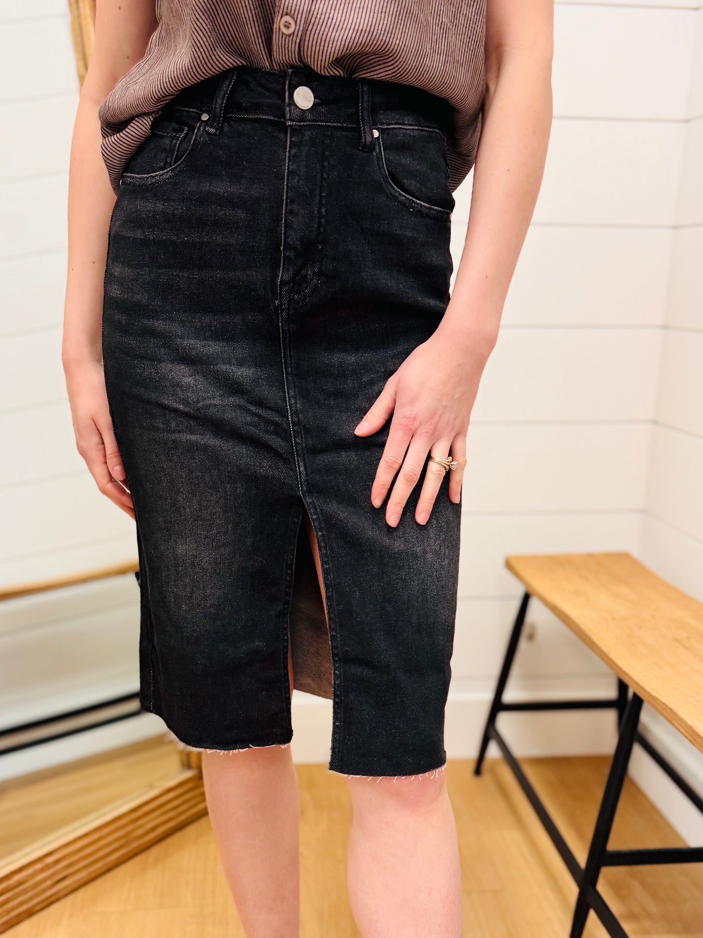 High Rise Midi Skirt - Risen