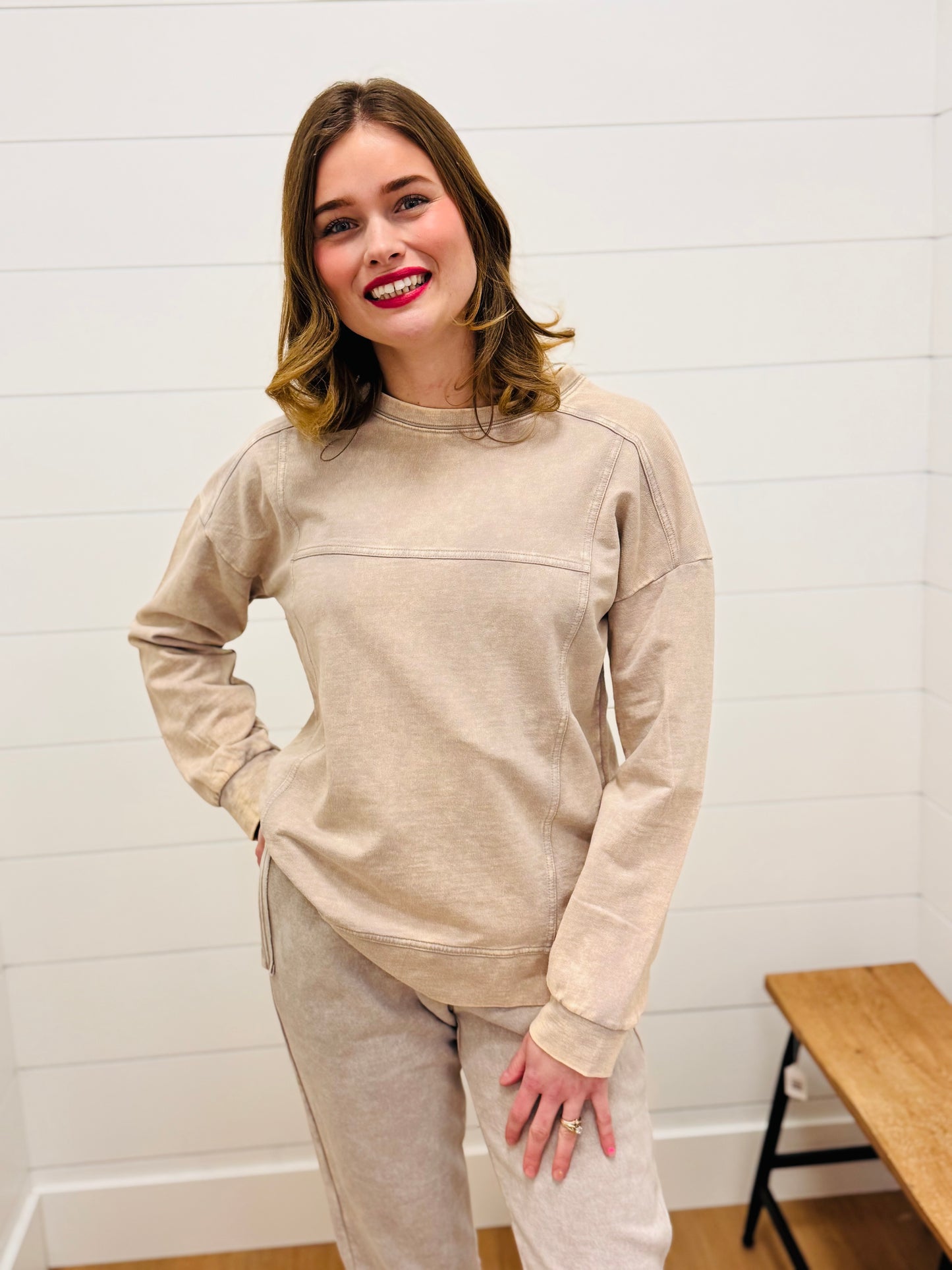 Vintage Washed Exposed Seam Pullover