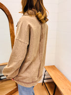 Half Button Down Contrast Pullover