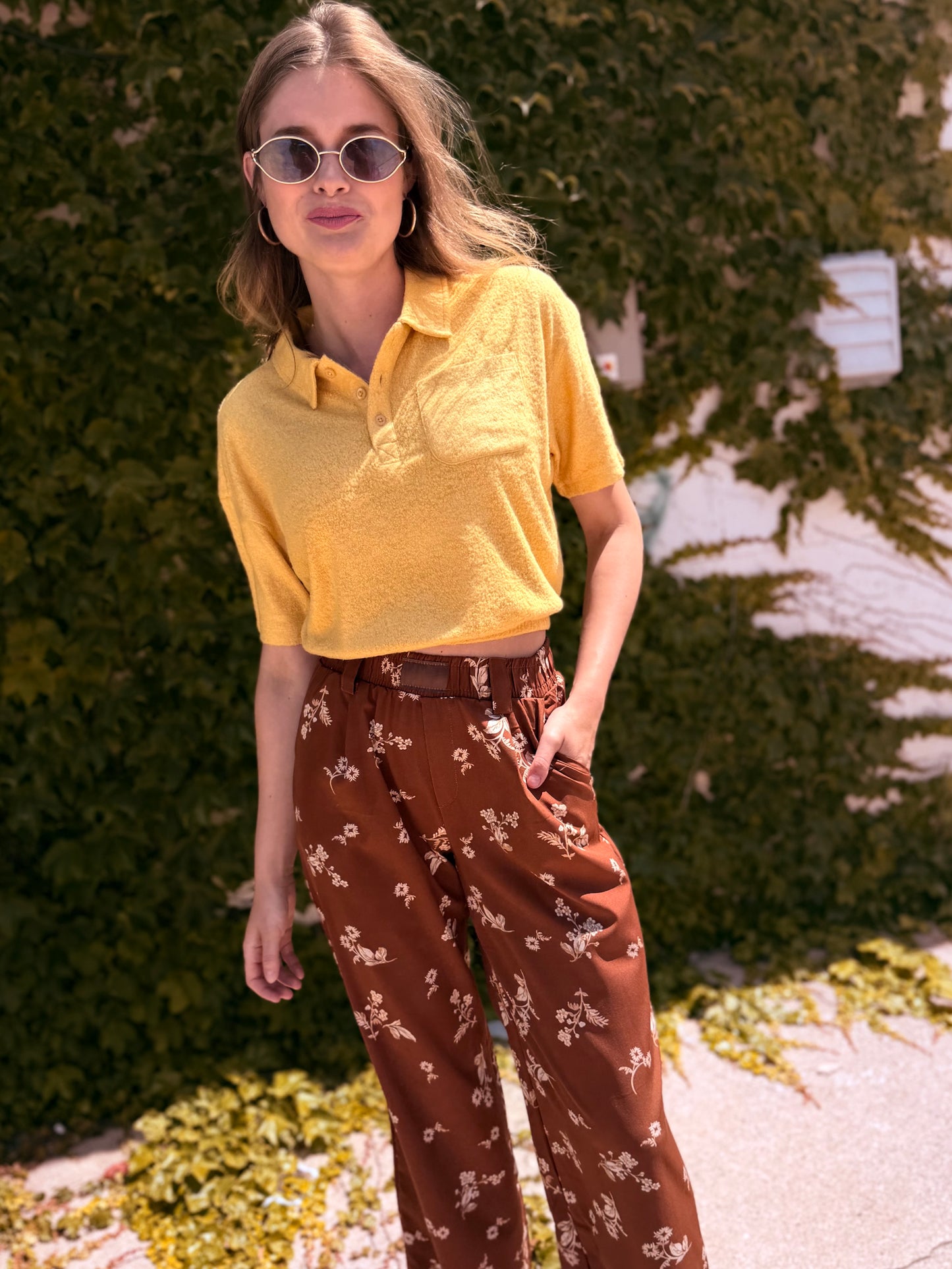 Collared Short Sleeve Crop Top