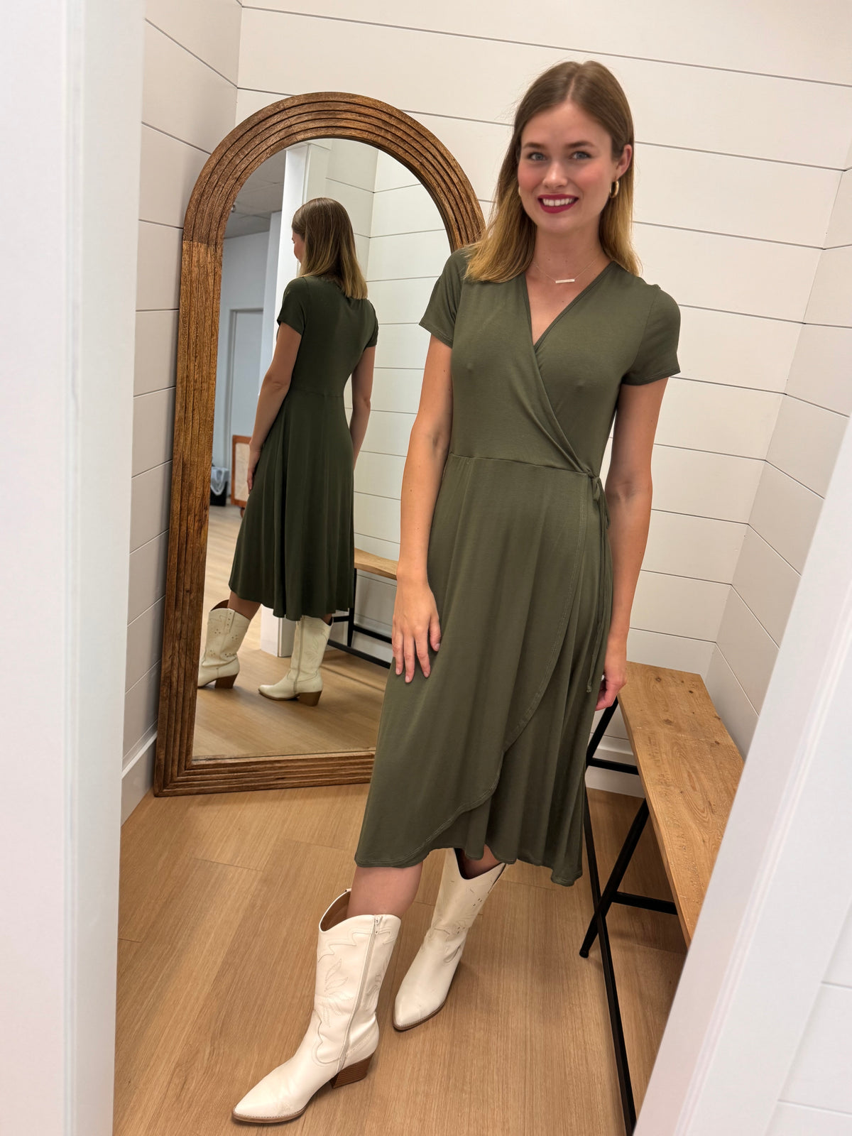 Olive Wrap Dress