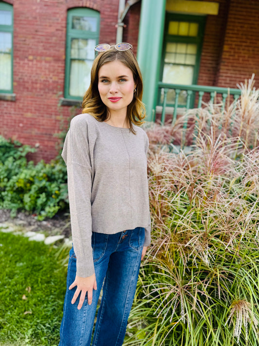 Seam Front Round Neck Pullover - Dreamers