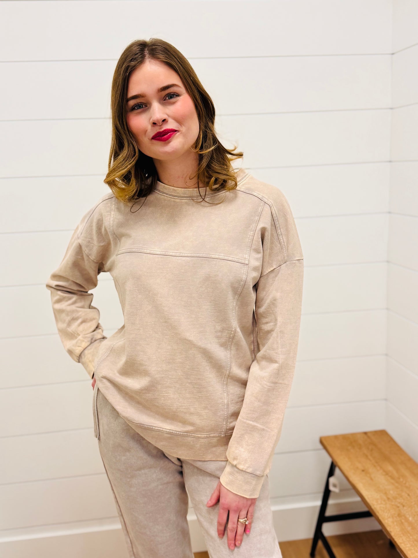 Vintage Washed Exposed Seam Pullover