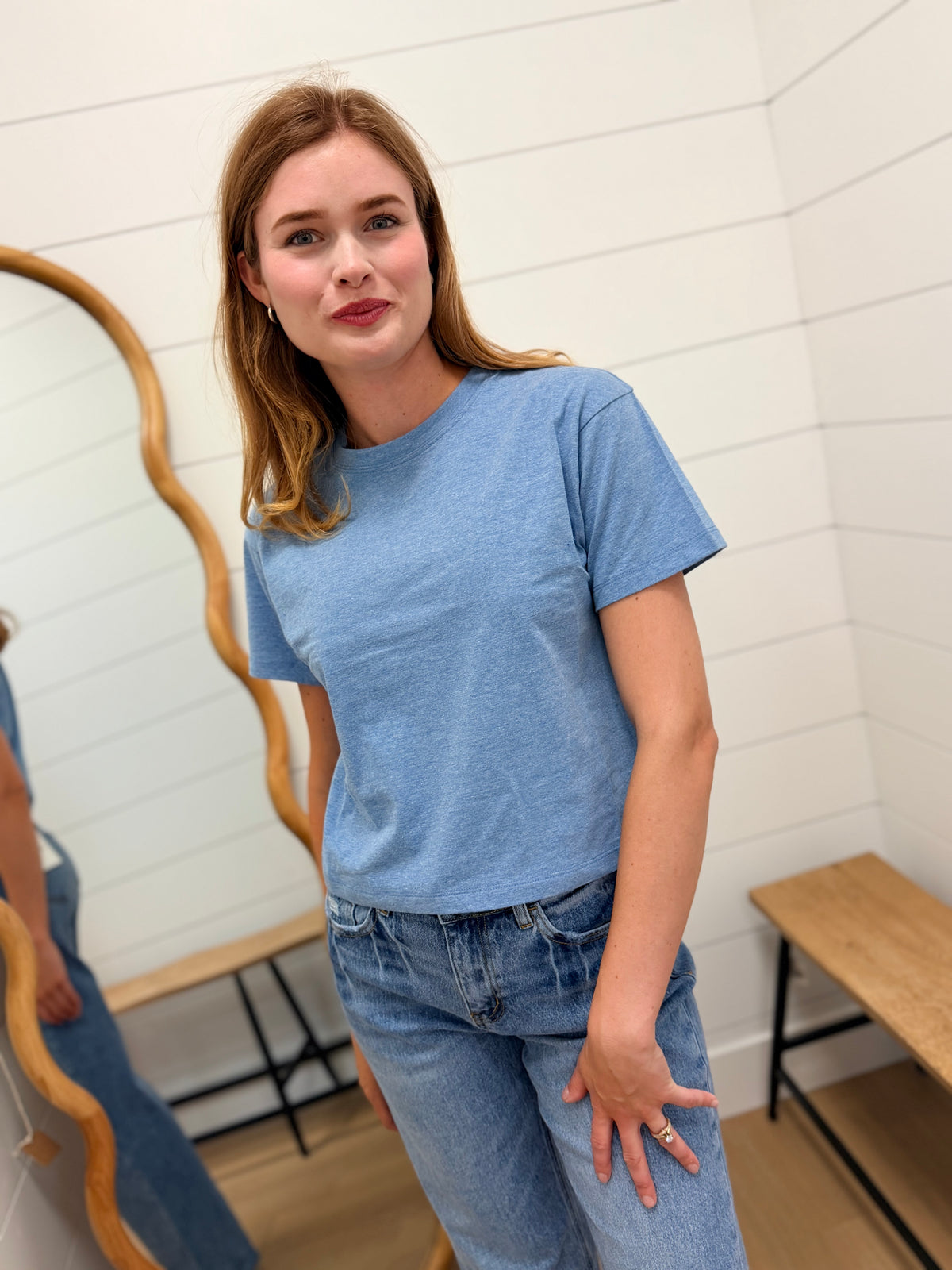 Cotton Crew Neck Short Sleeve Cropped T-shirt