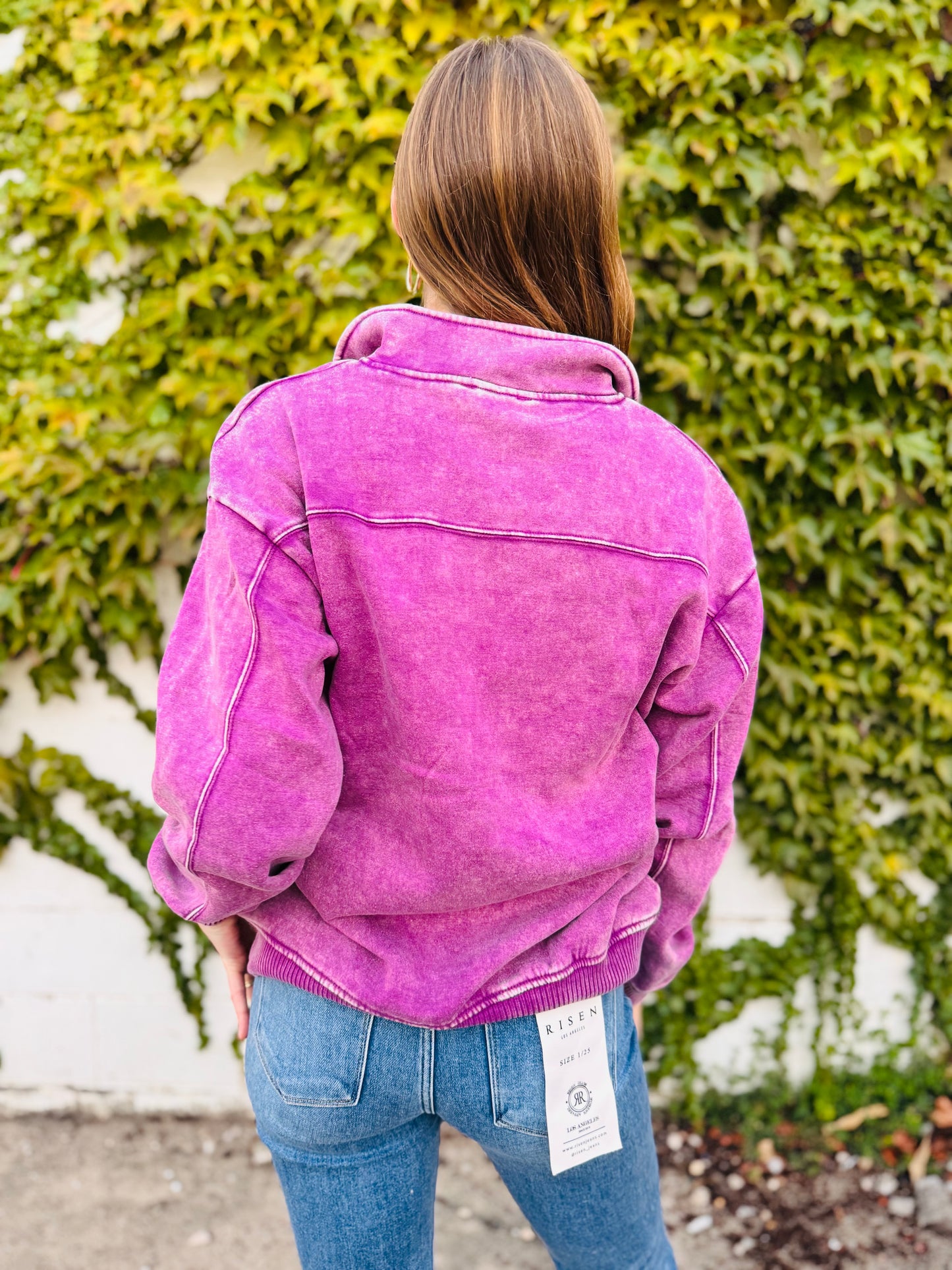 Acid Wash Fleece Half Zip Pullover