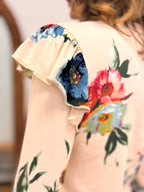 Floral Printed Top With Ruffled Sleeves