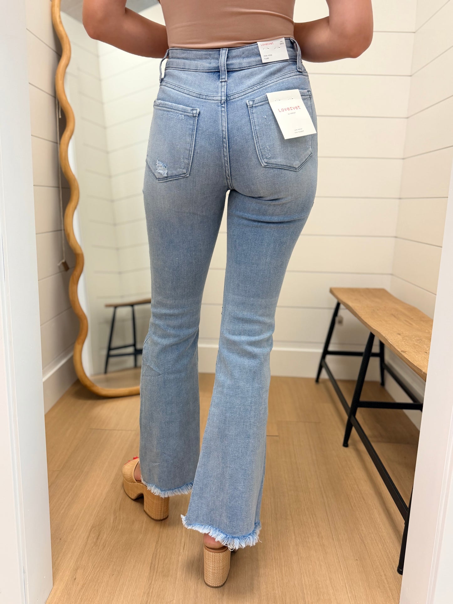 High Rise Light Wash Flare Jeans - Lovervet