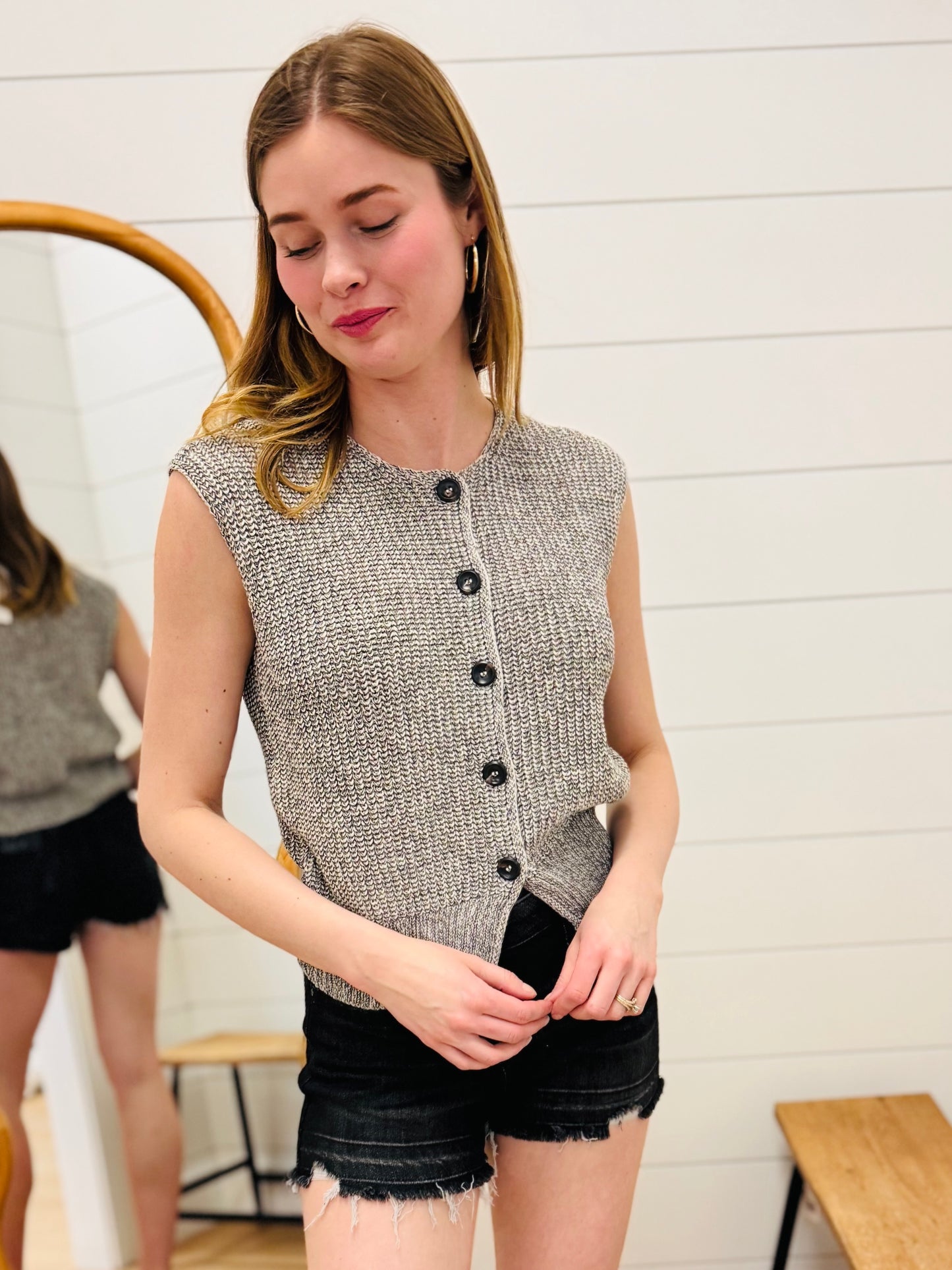 Marled Button Down Sweater Vest