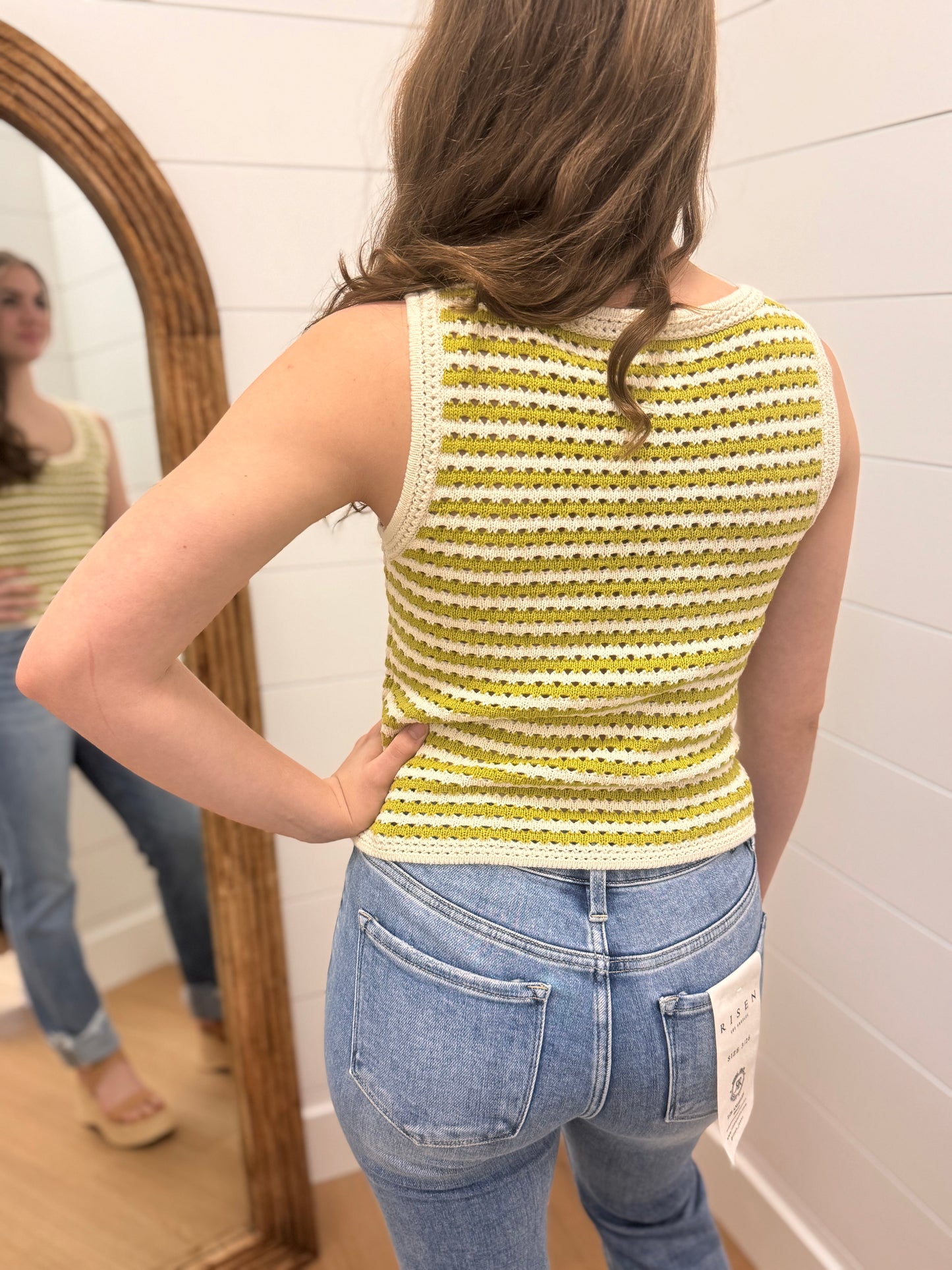 Crochet Knit Tank Kiwi Green