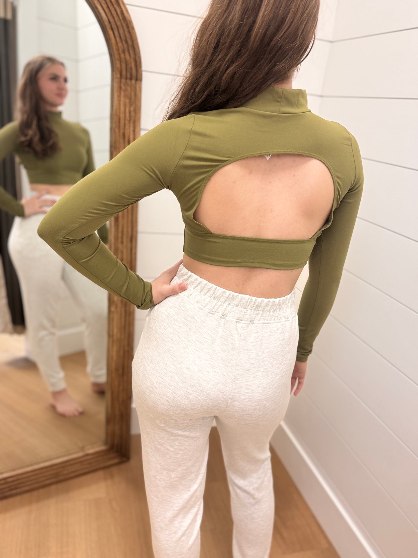 Olive Green Athletic Crop