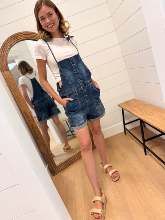 Tie Denim Shortalls