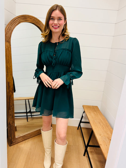 Ruffle + Bow Holiday Dress