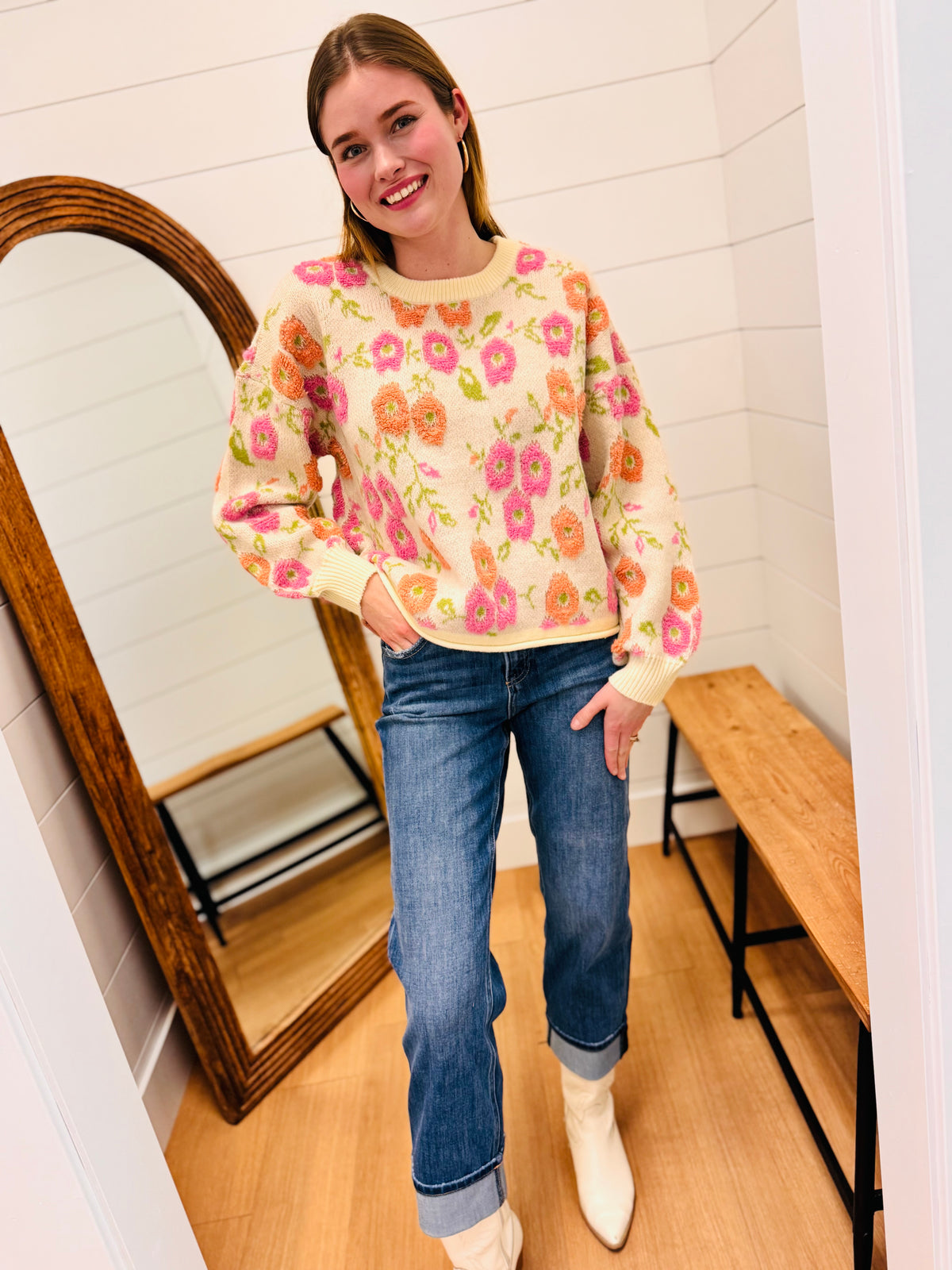 Floral Textured Sweater