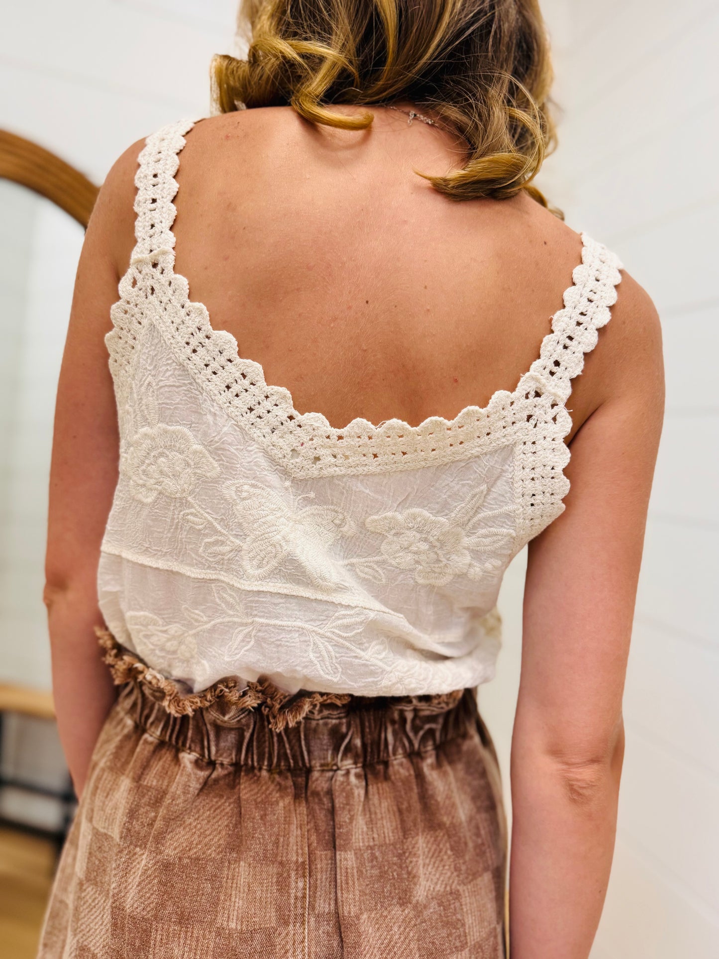Embroidered Butterfly Tank
