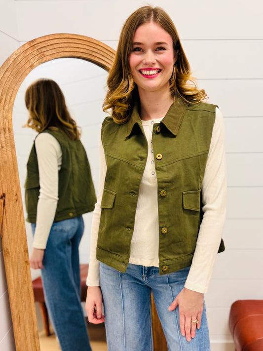 Olive Canvas Vest