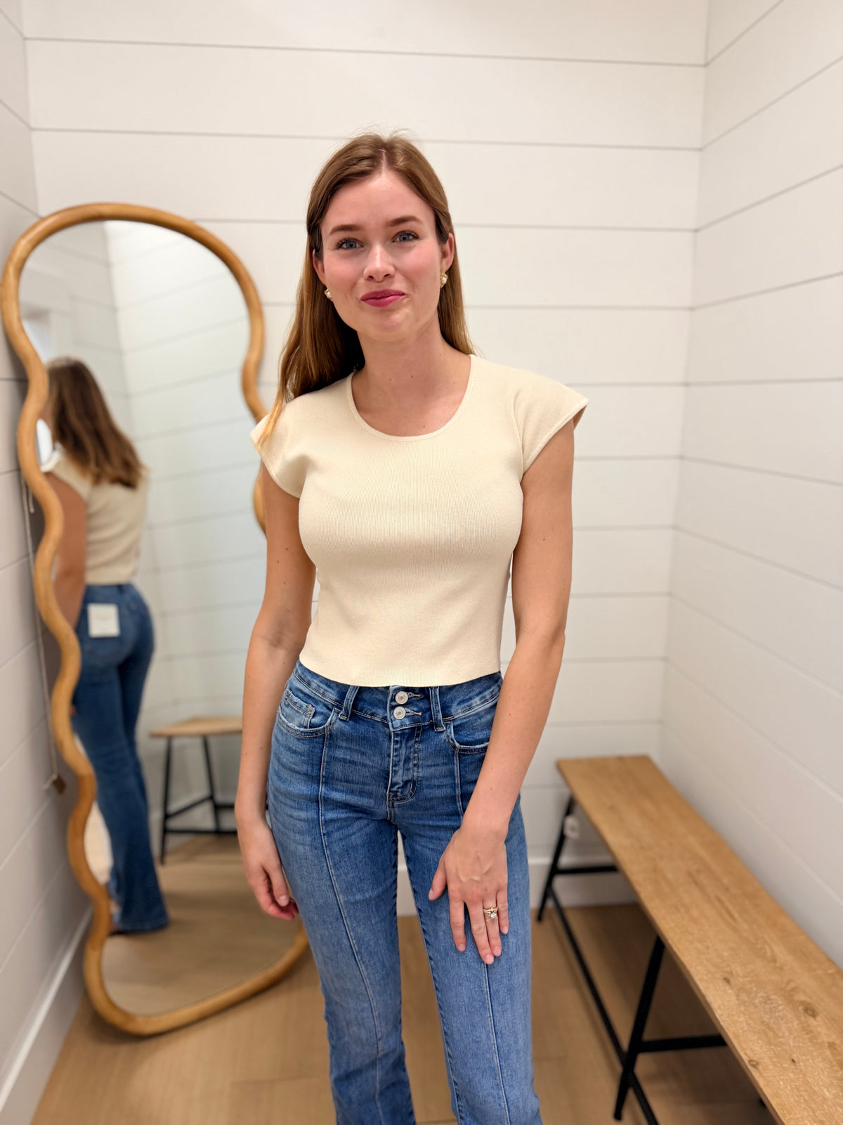 Short Sleeved Basic Knit Top