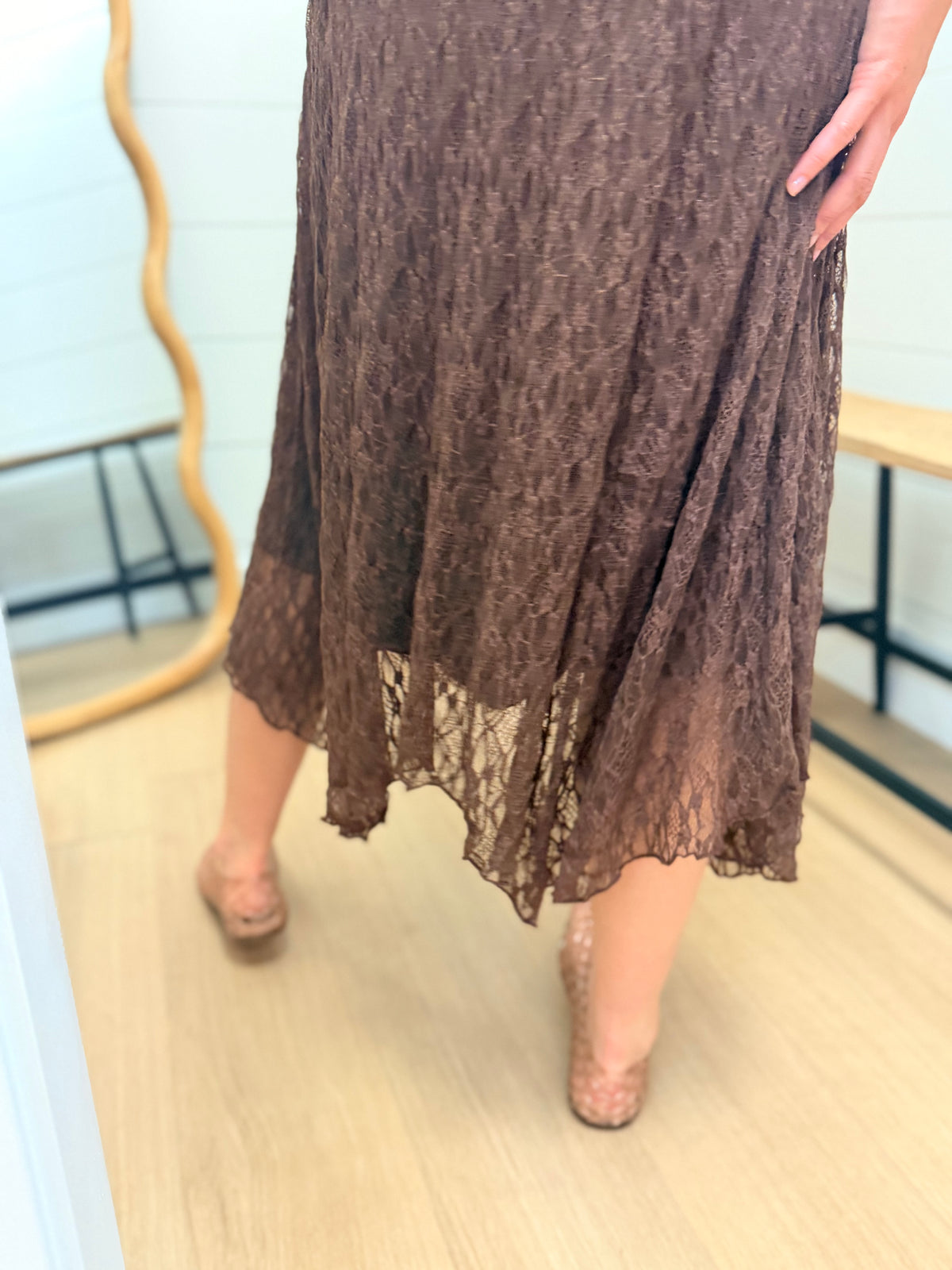 Lace Handkerchief Midi Skirt