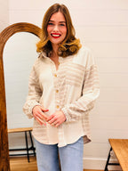 Mixed Knit Casual Shacket