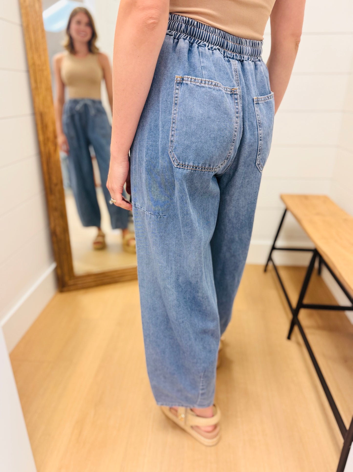 Relaxed Fit Denim Barrel Pant