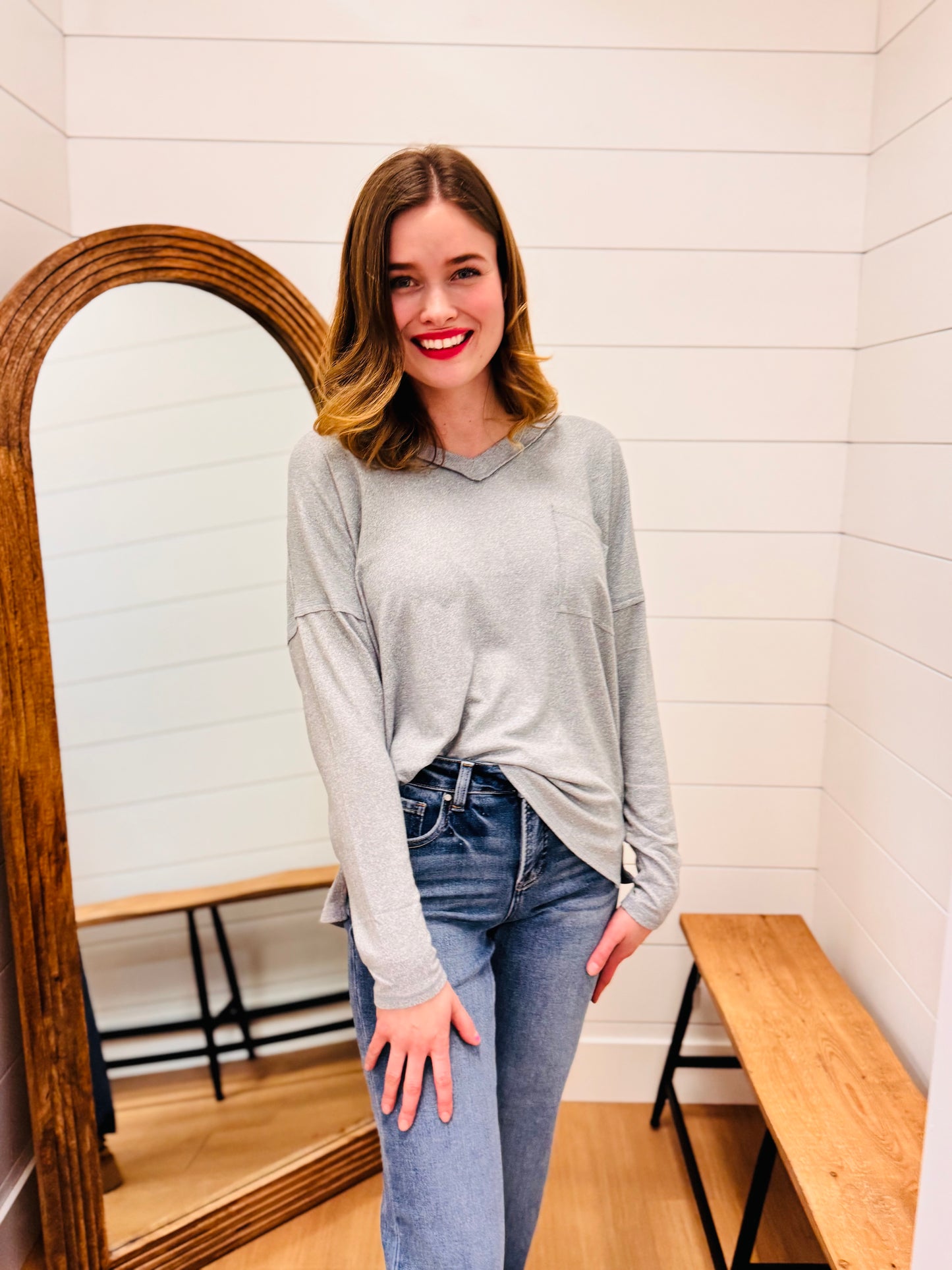 Exposed Seam Front Pocket Tee