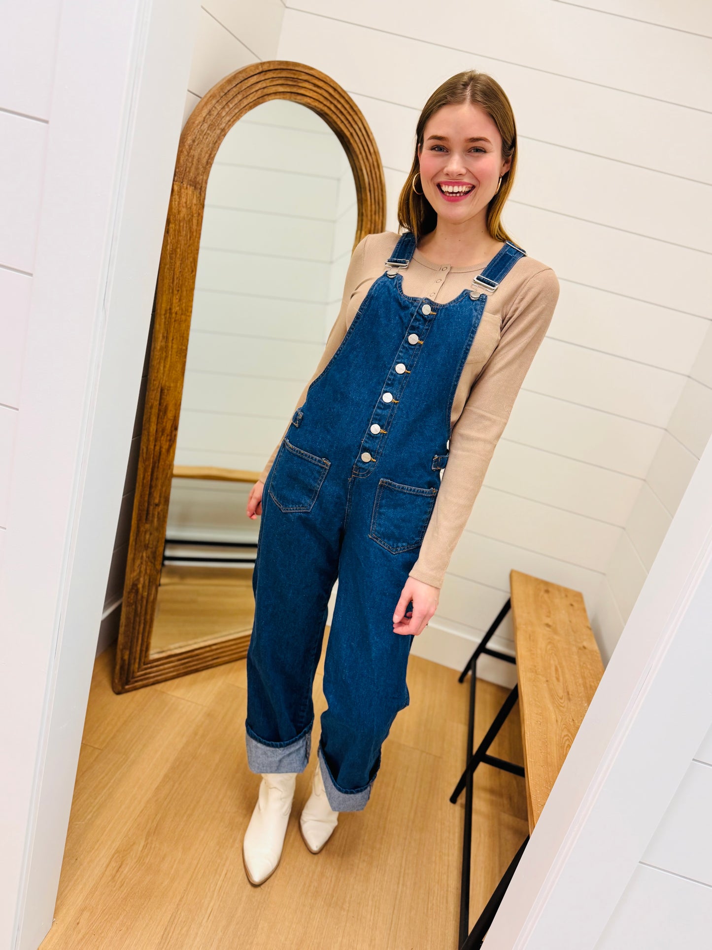 Bib Overalls Wide Leg Wide Cuffed- Risen