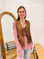 Quilted Floral Tie Front Vest