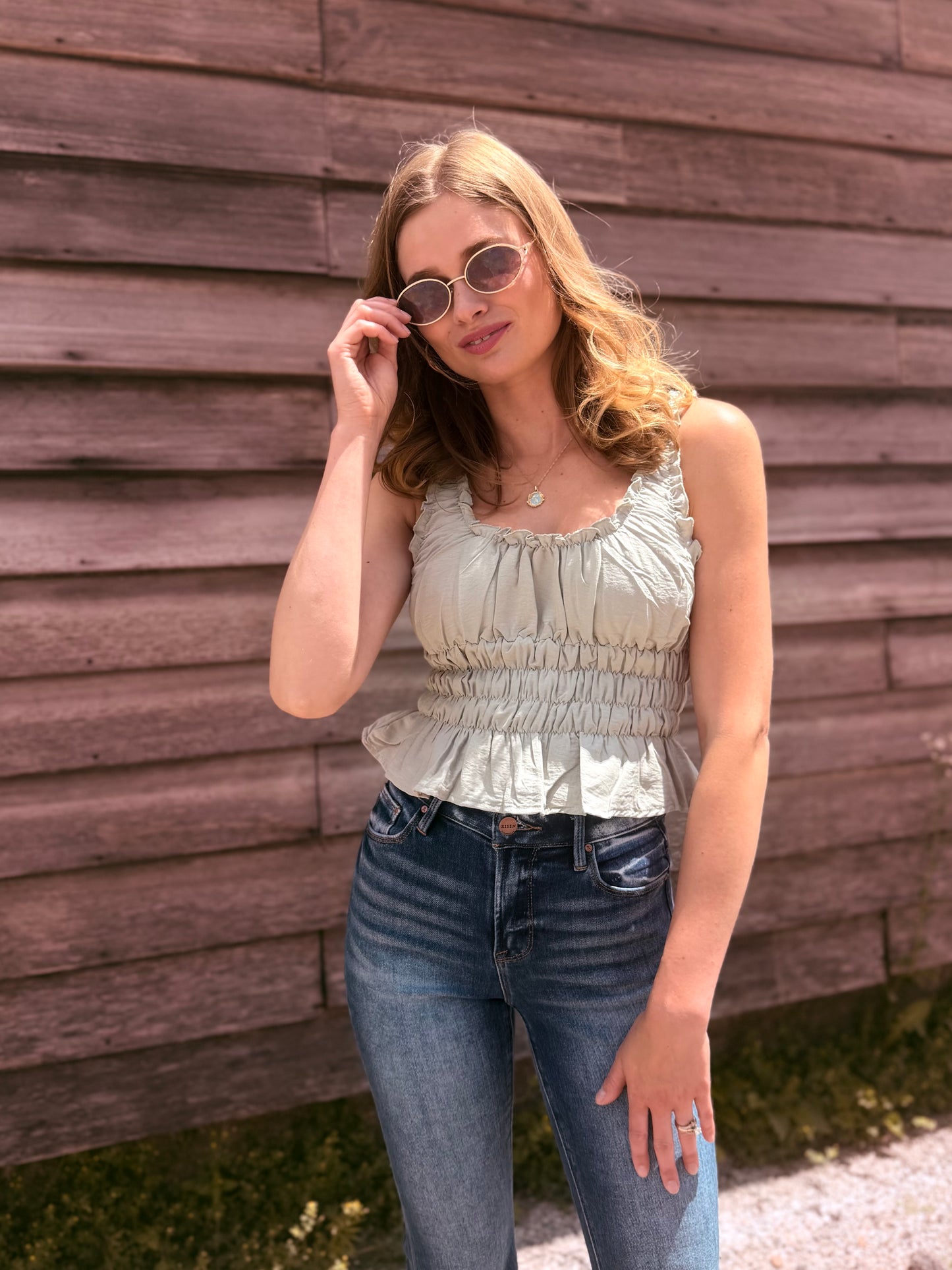 Square Neck Smocked Top