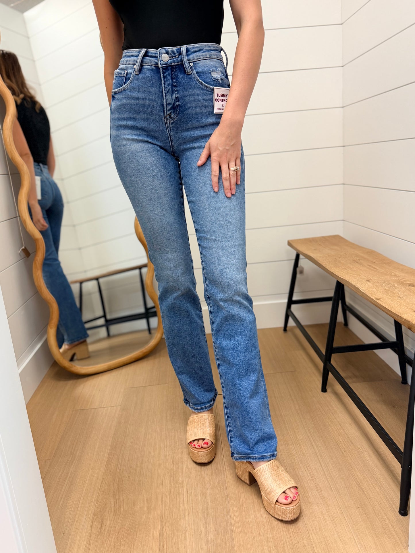 Tummy Control High Rise Straight Jeans - Risen