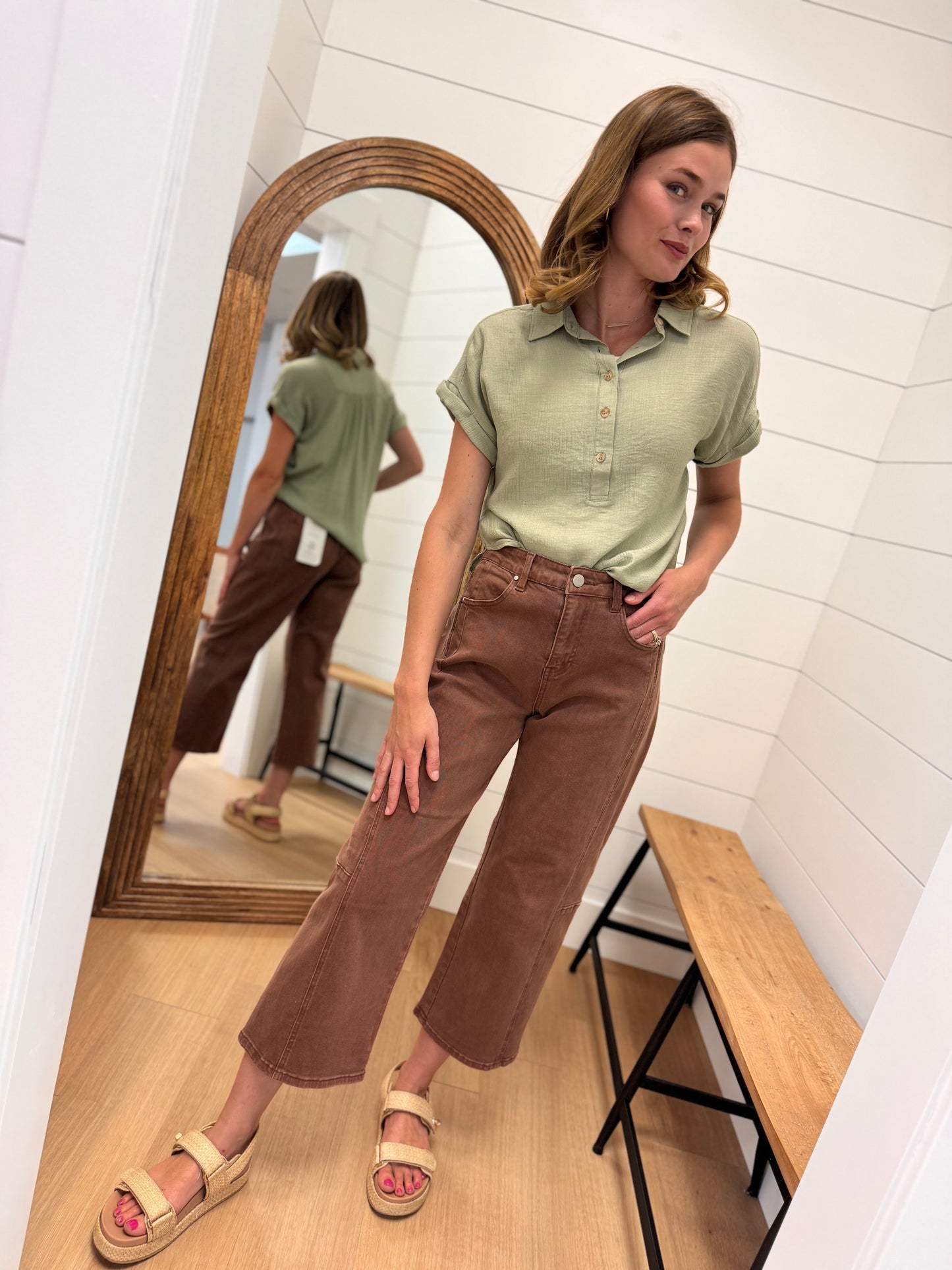 High Rise Barrel Pants - Risen