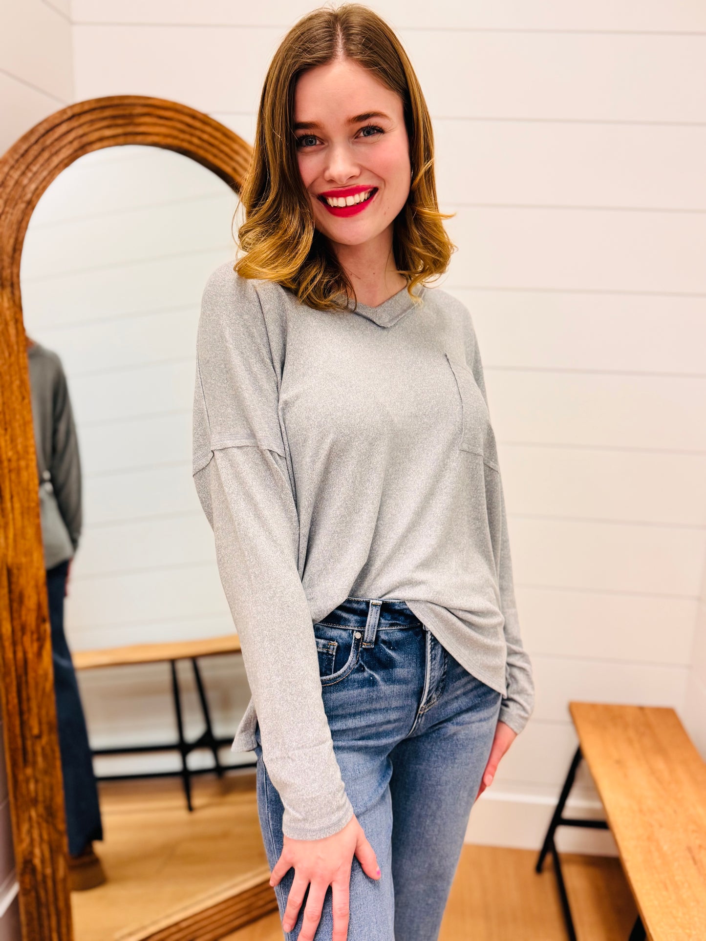 Exposed Seam Front Pocket Tee