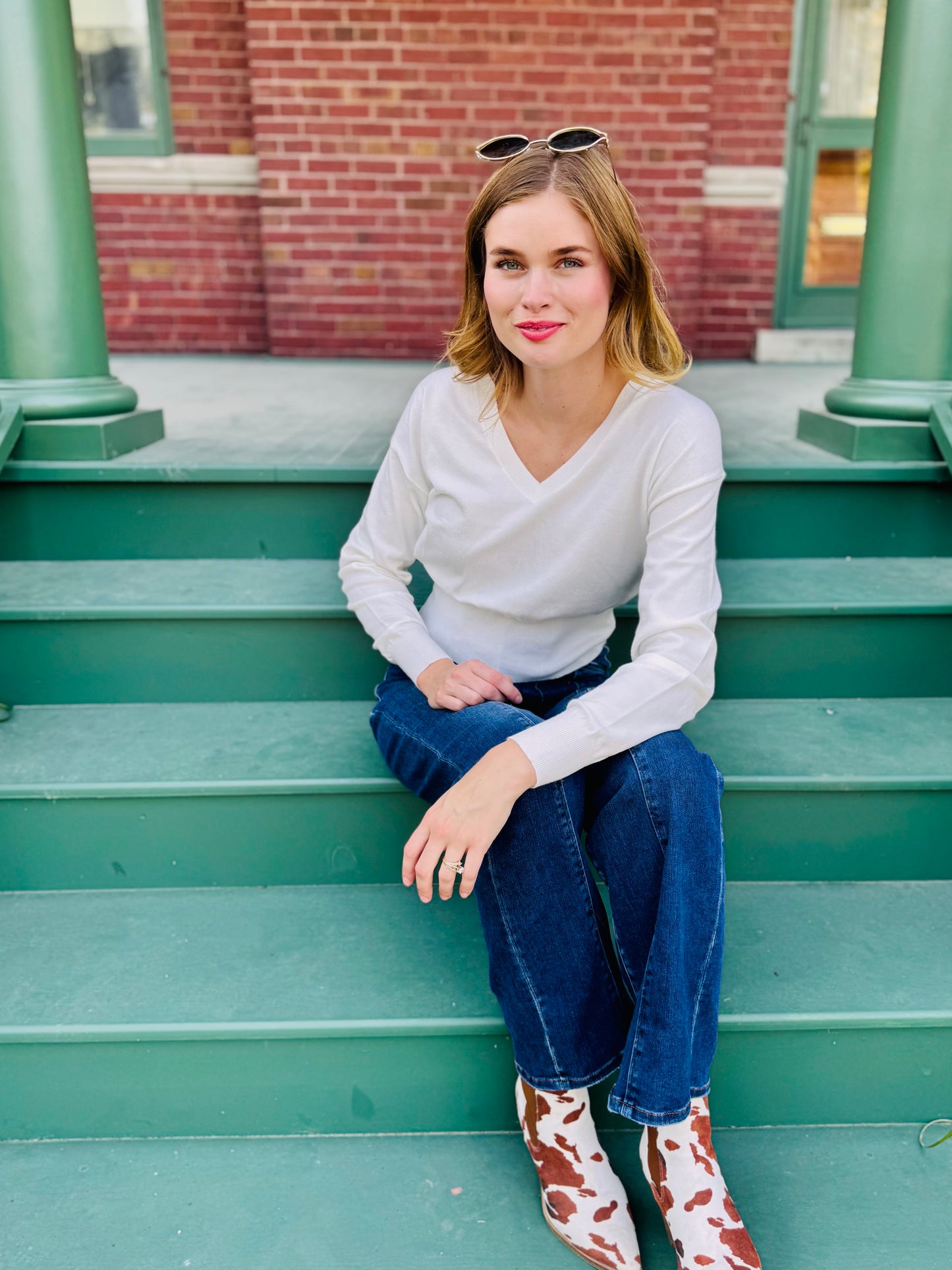 Long Sleeved V-neck Basic Sweater - Dreamers