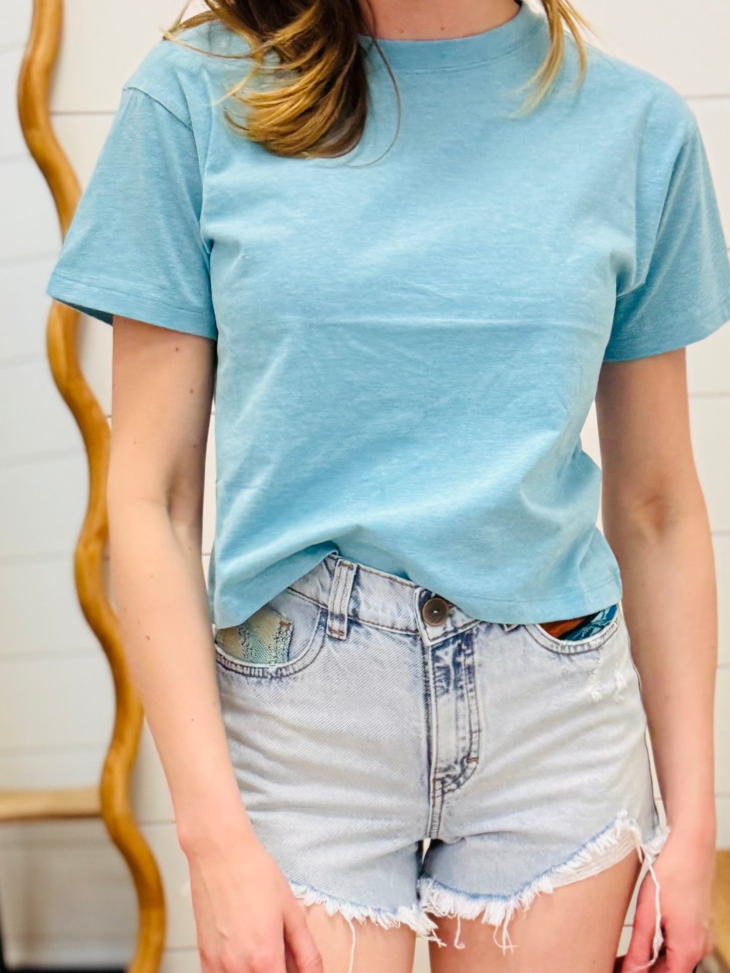 Crew Neck Short Sleeve T-shirt -Teal
