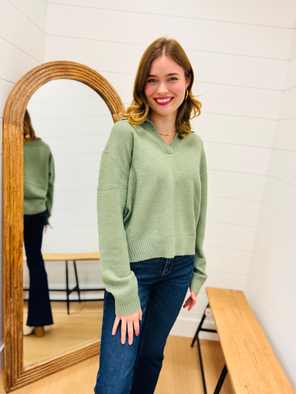 Collared V Neck Sweater