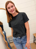 Cotton Crew Neck Short Sleeve Cropped T-shirt