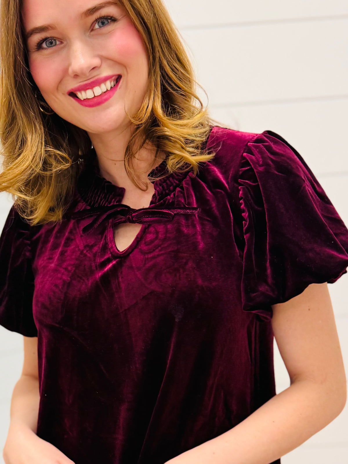 Puff Sleeve Velvet Holiday Mini Dress