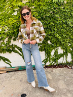 Plaid Cropped Button Down Jacket