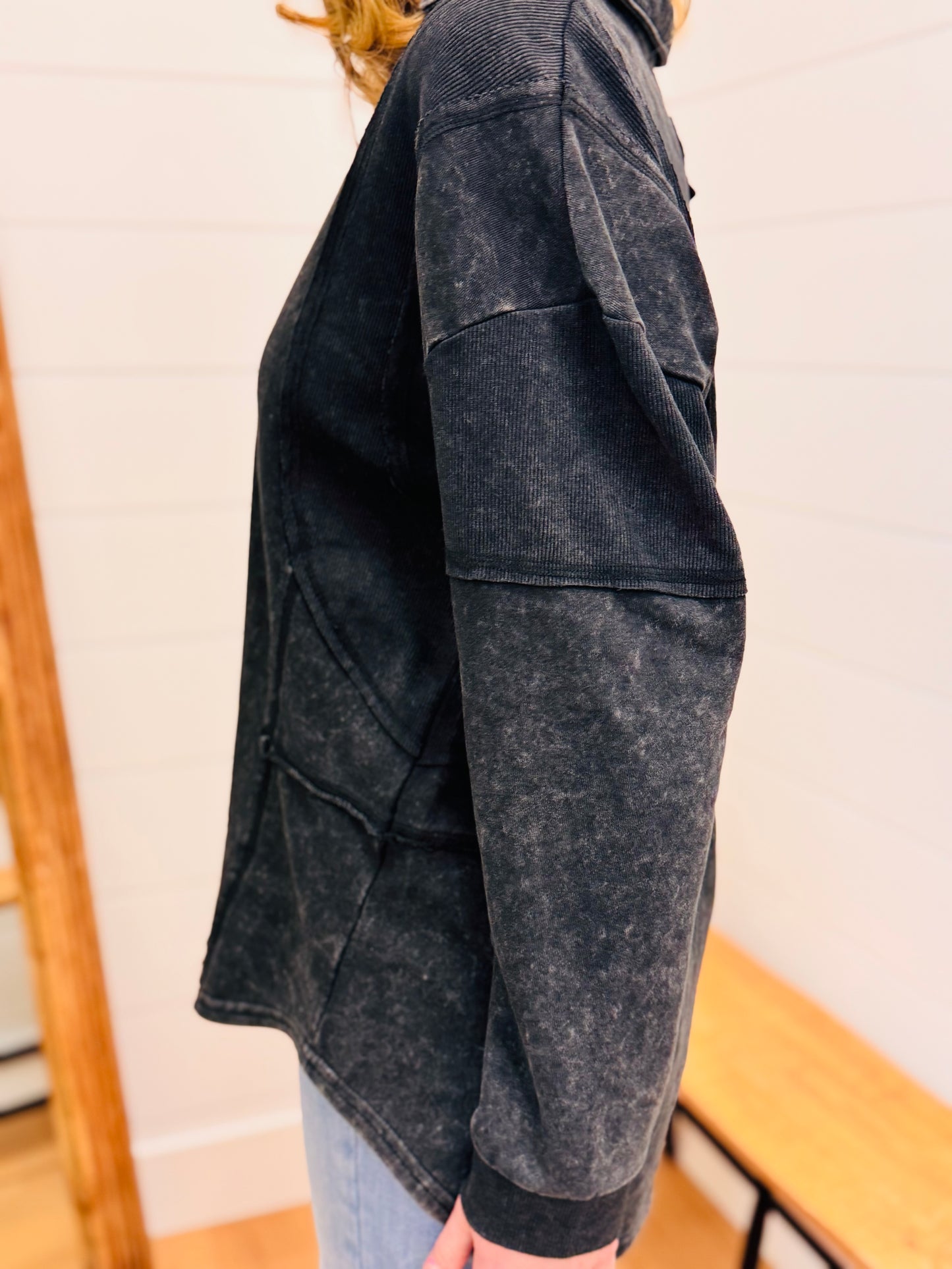 Vintage Washed Black Pullover Sweatshirt