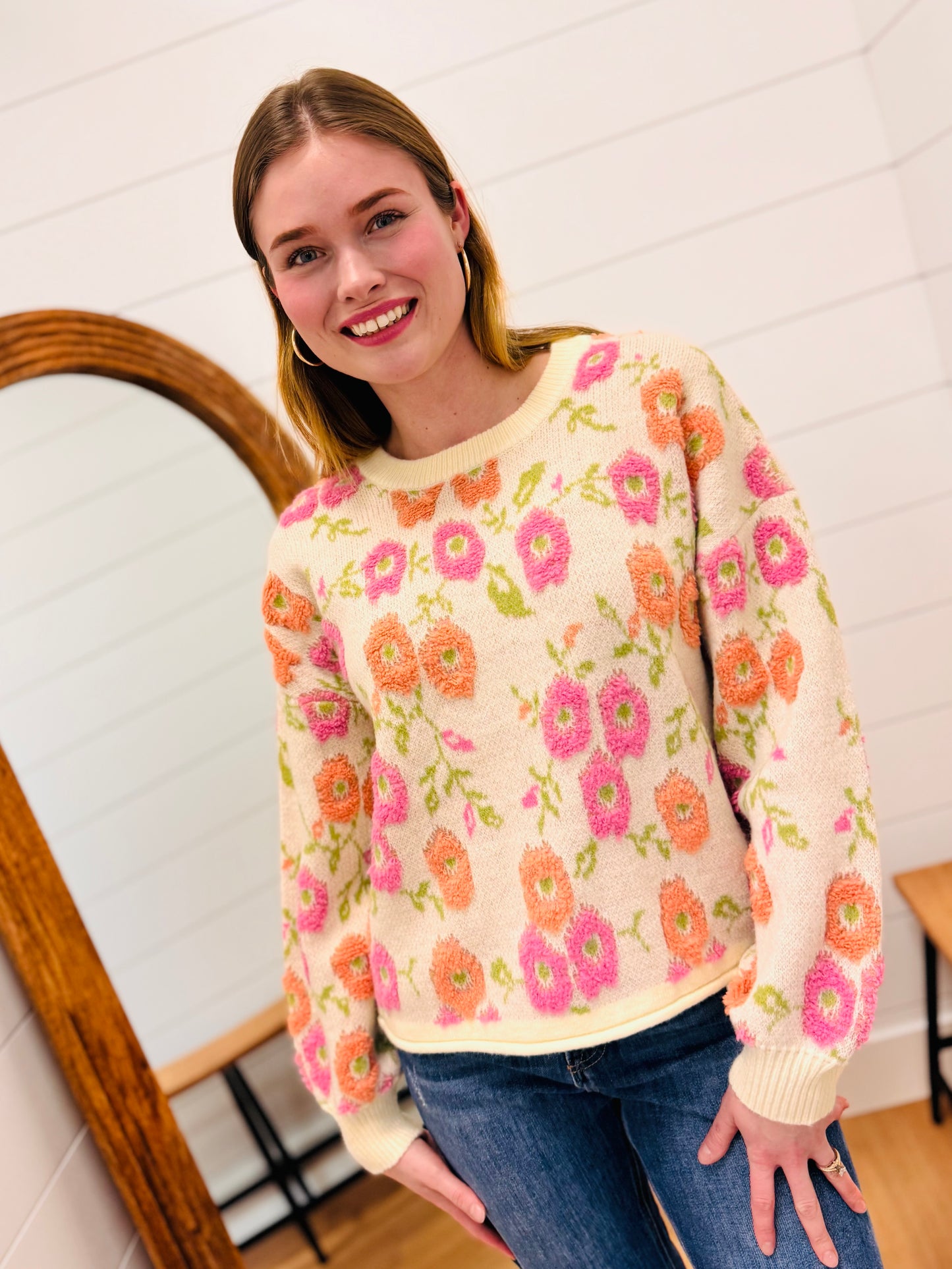 Floral Textured Sweater