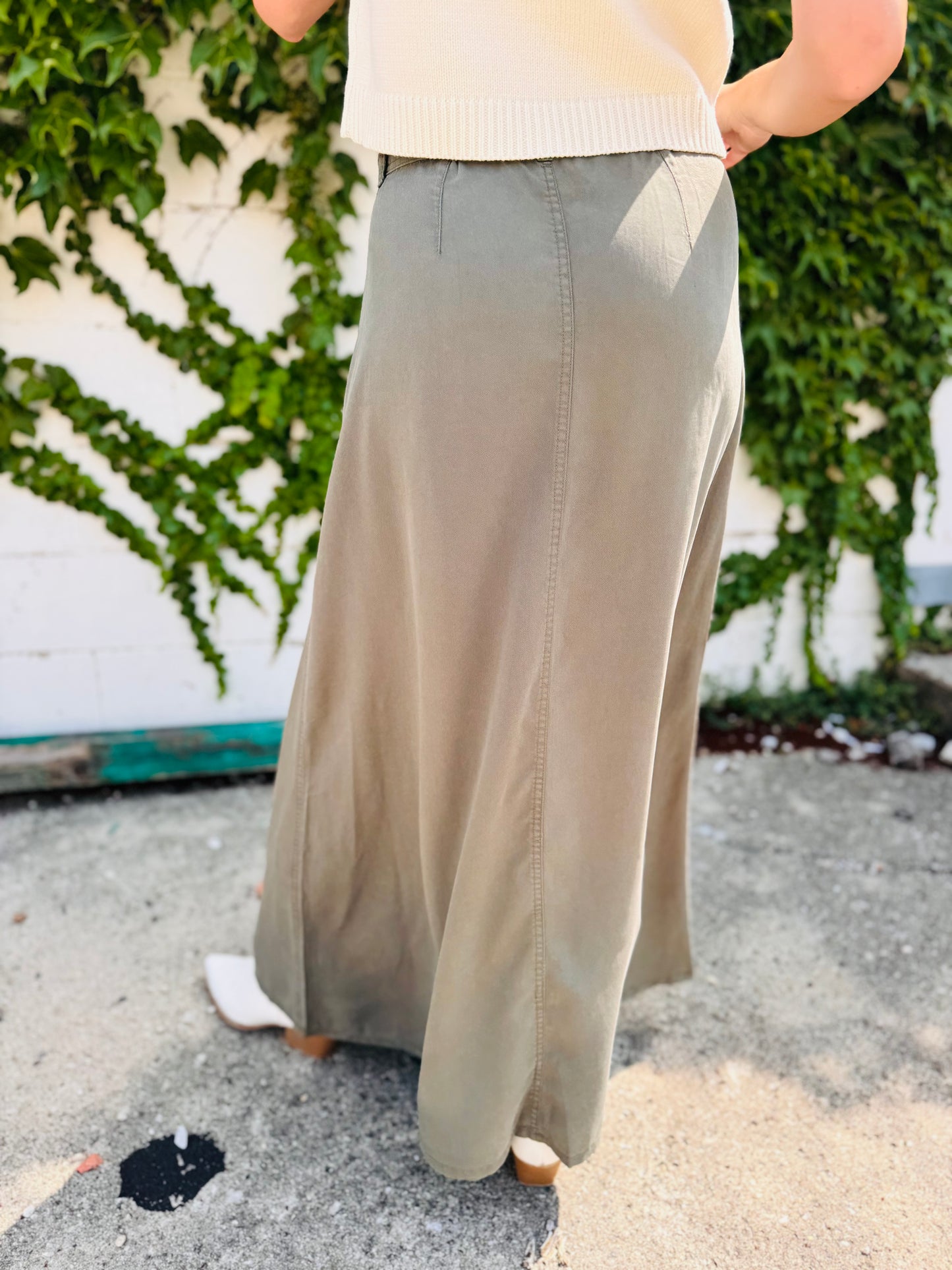 Olive High Rise Full Length Skirt - Risen