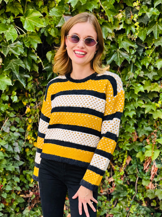 Colorblock Stripes Knit Pullover Sweater